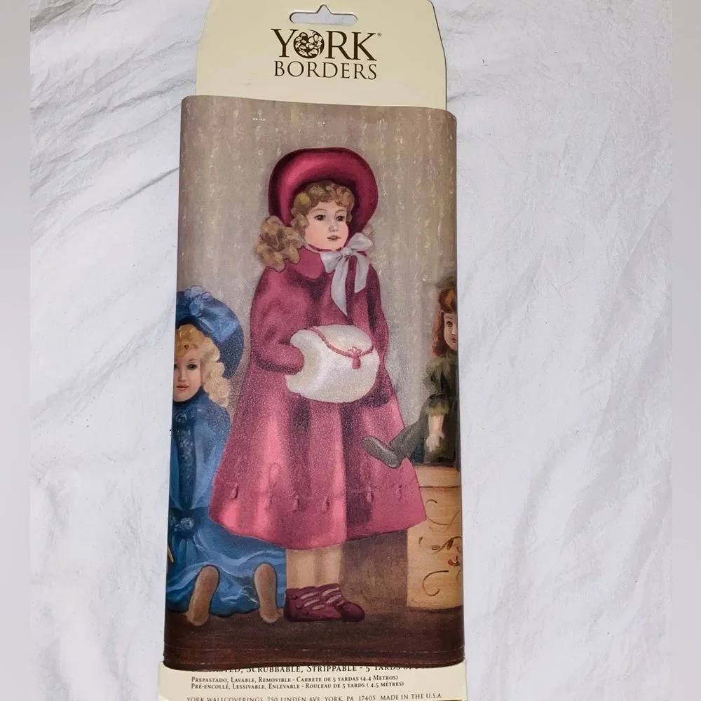 York Borders Antique Dolls Wallpaper Border. 5 Yard Spool Victorian Ladies
